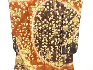 リサイクル　金彩糸巻きに枝垂れ桜模様振袖・袋帯・和装小物セット